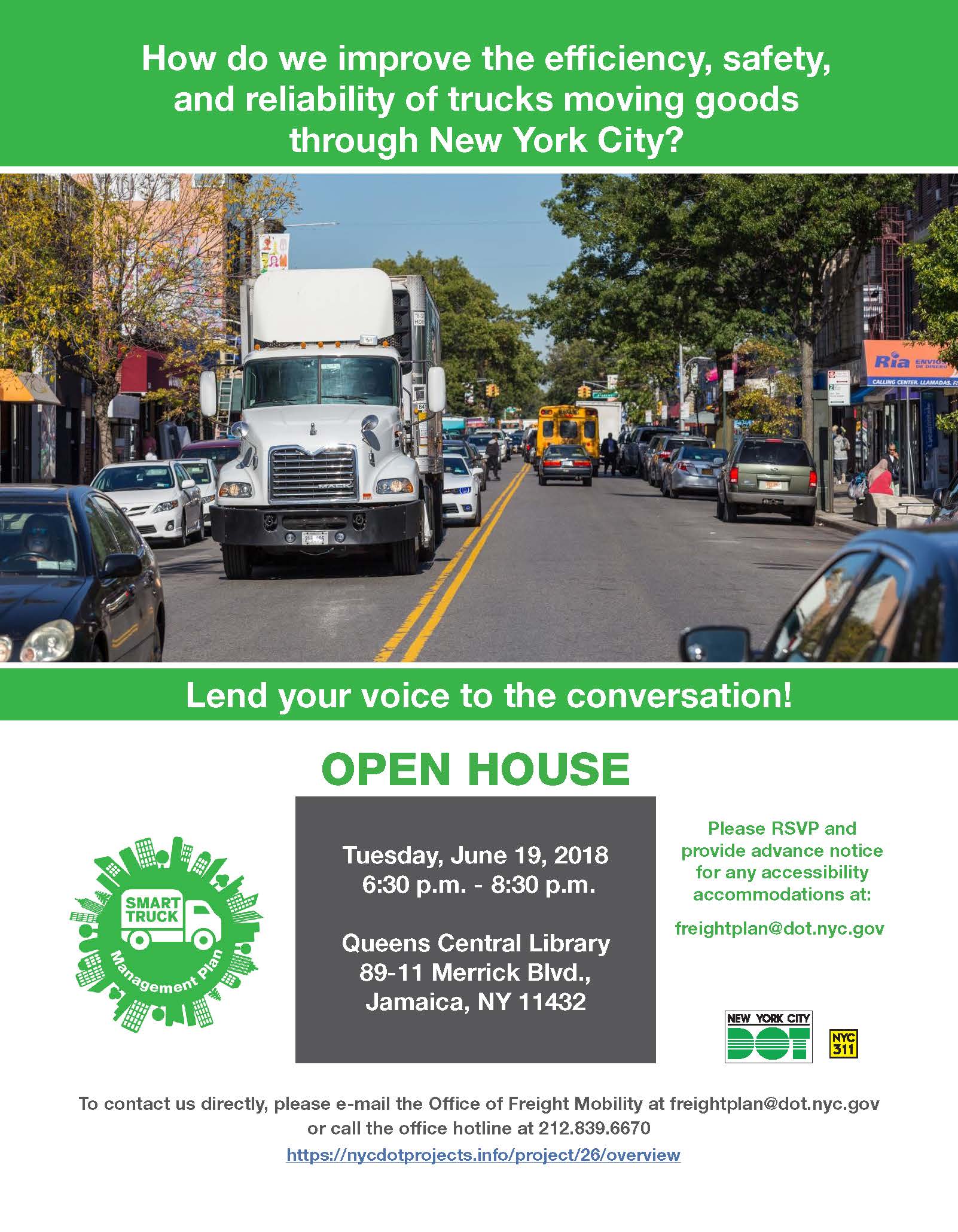 Queens Open House Flyer  for Smart Truck Management Plan