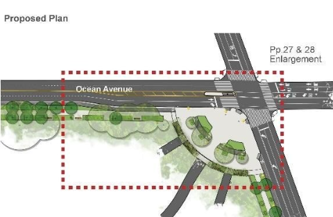 A schematic drawing of proposed Prospect Park upgrades along Ocean Ave