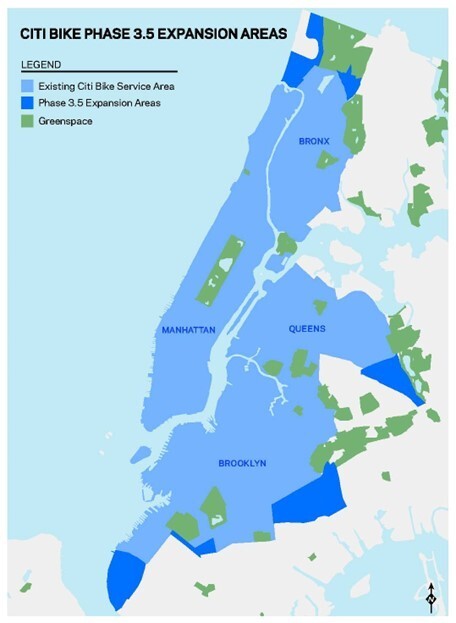 Map of Citi Bike Expansion Area.