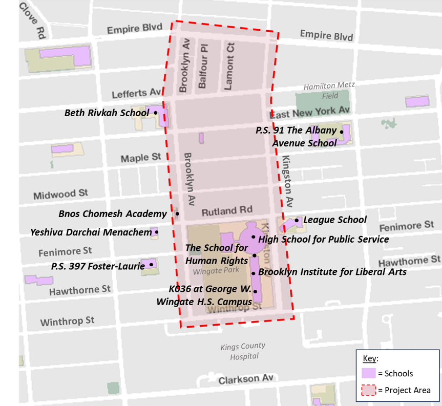 Map of schools in the project area.