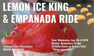 Picture of icee and text invitation to bike ride