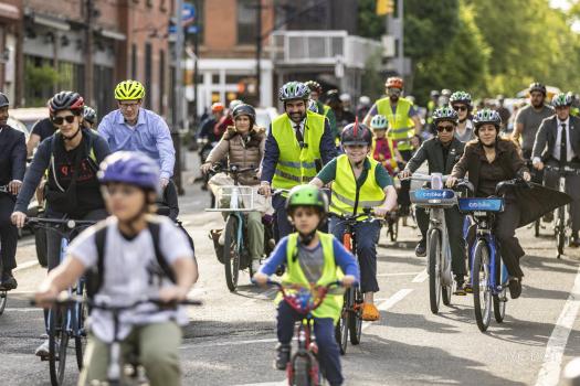 Cyclists riding on Bergen Street