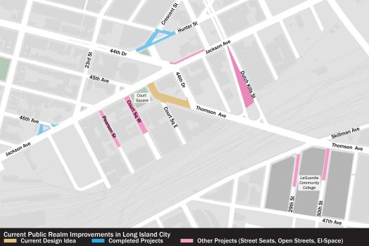 Map of public realm improvements in Long Island City.